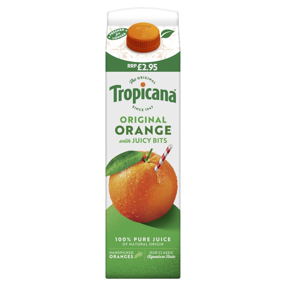 Tropicana Long Life Original Orange with Bits Fruit Juice PMP £2.95 850ml