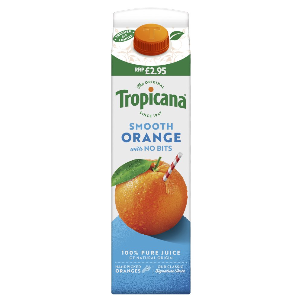 Tropicana Long Life Pure Smooth Orange Fruit Juice PMP £2.95 850ml