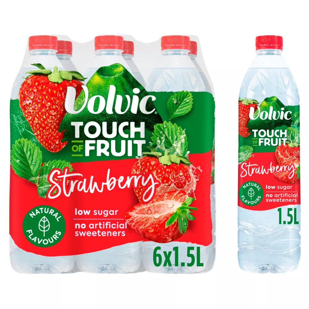 Volvic Touch of Fruit Low Sugar Strawberry Natural Flavoured Water 6 x 1.5L