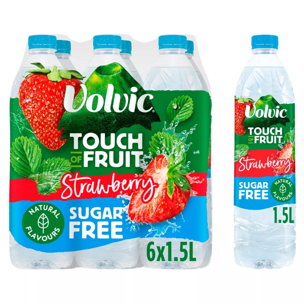 Volvic Touch of Fruit Sugar Free Strawberry Natural Flavoured Water 6 x 1.5L