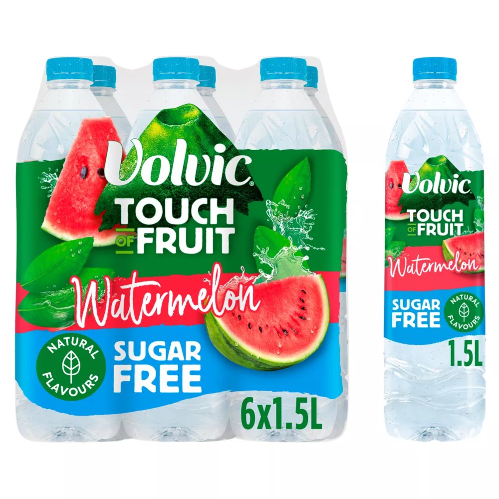 Volvic Touch of Fruit Sugar Free Watermelon Natural Flavoured Water 6 x 1.5L