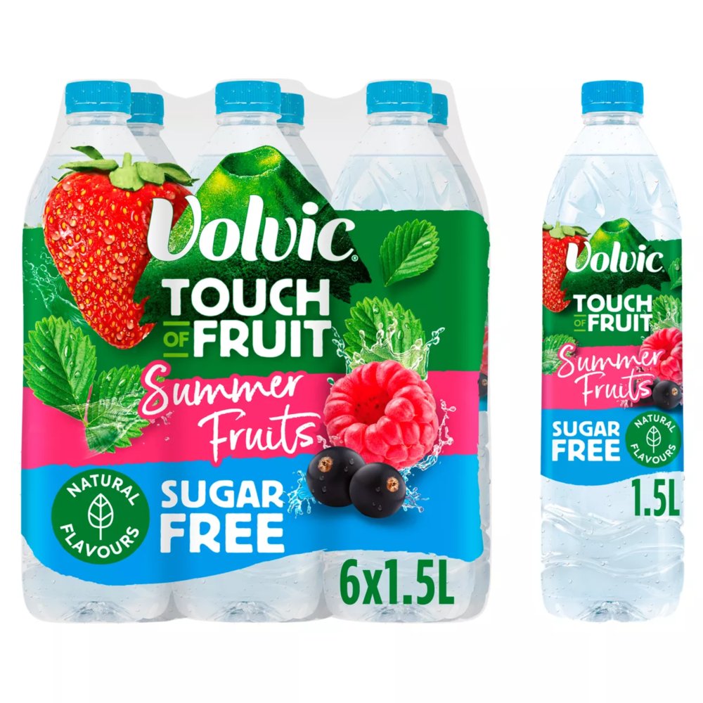 Volvic Touch of Fruit Sugar Free Summer Fruits Natural Flavoured Water 6 x 1.5L