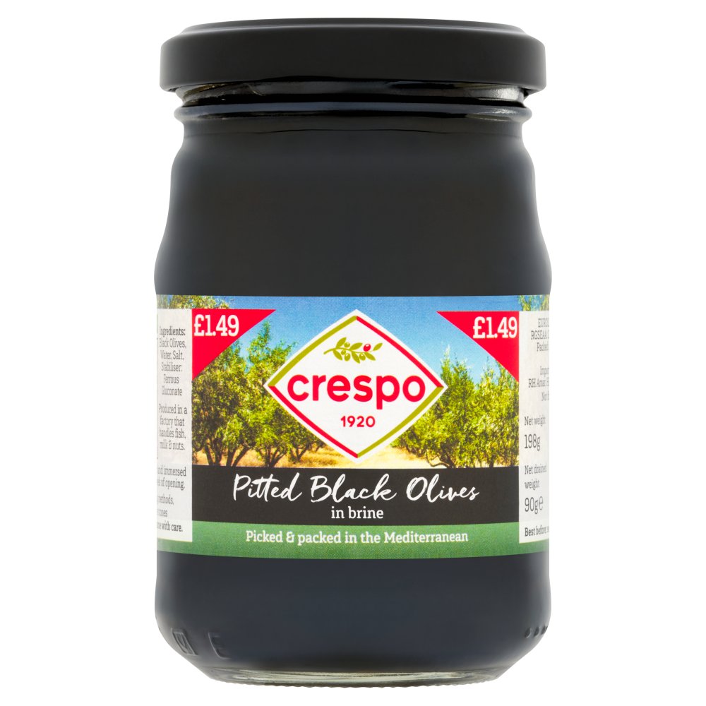 Crespo Pitted Black Olives in Brine 198g