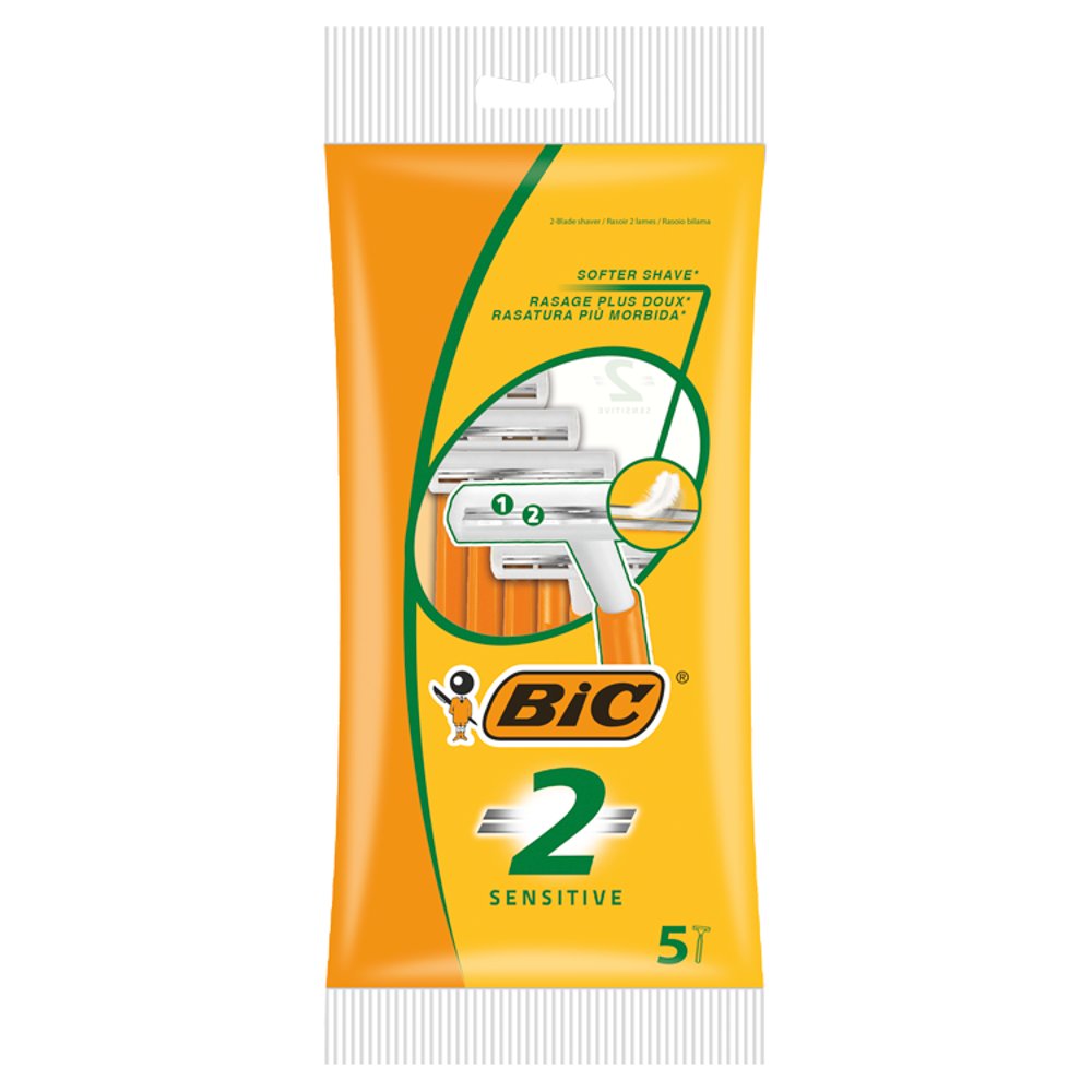 BIC 2 Sensitive Disposable Men's Razors - Pack of 5