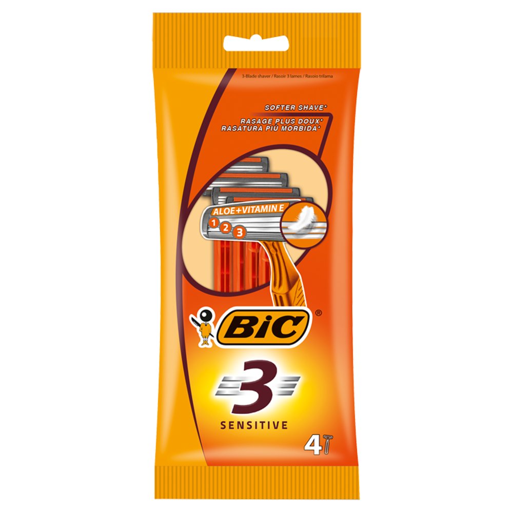 BIC 3 Sensitive Men's Razors - Pack of 4