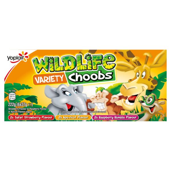 Wildlife Choobs Kids Strawberry, Raspberry & Apricot Yoghurt Tubes 6 x 37g