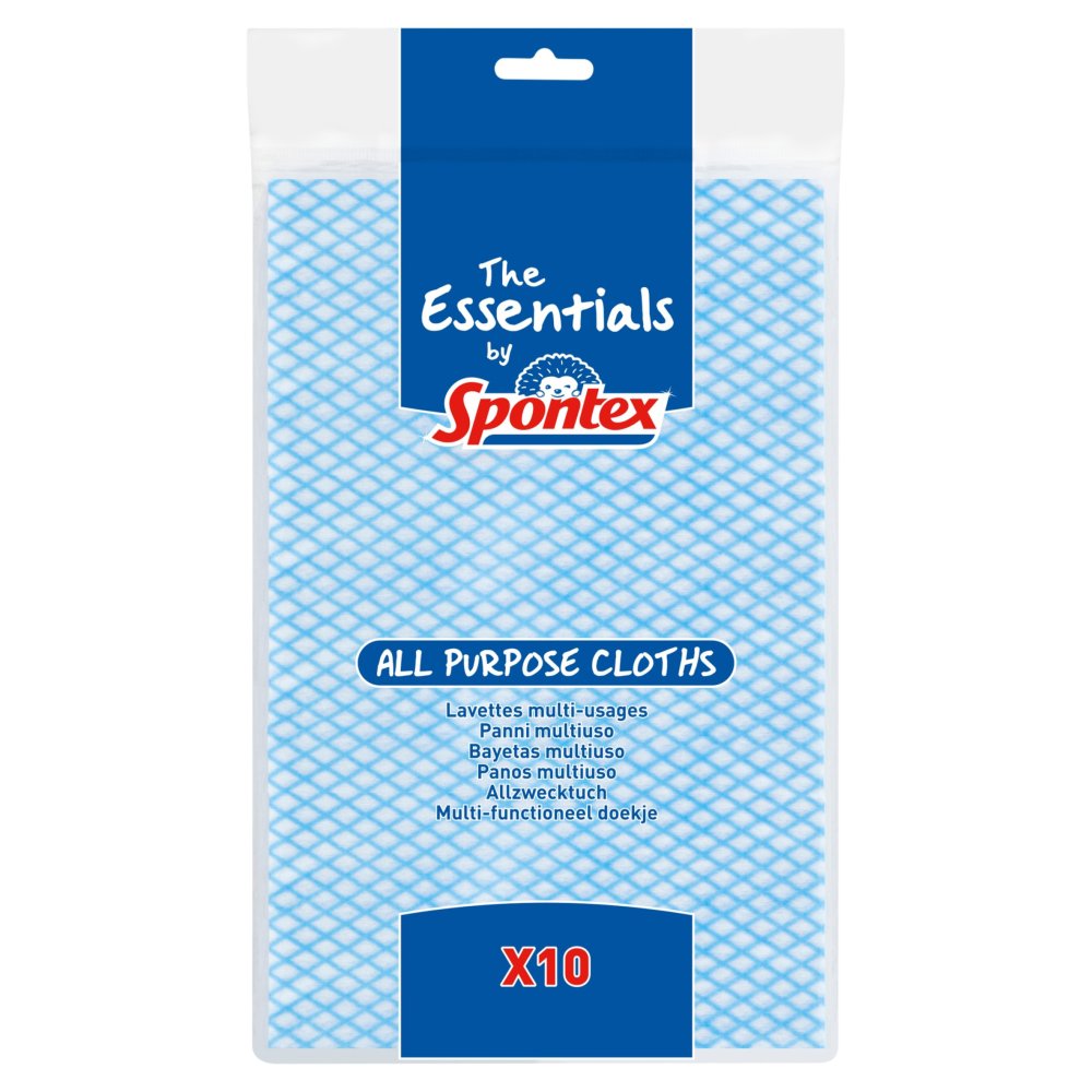 The Essentials by Spontex 10 All Purpose Cloths, 52 x 34cm