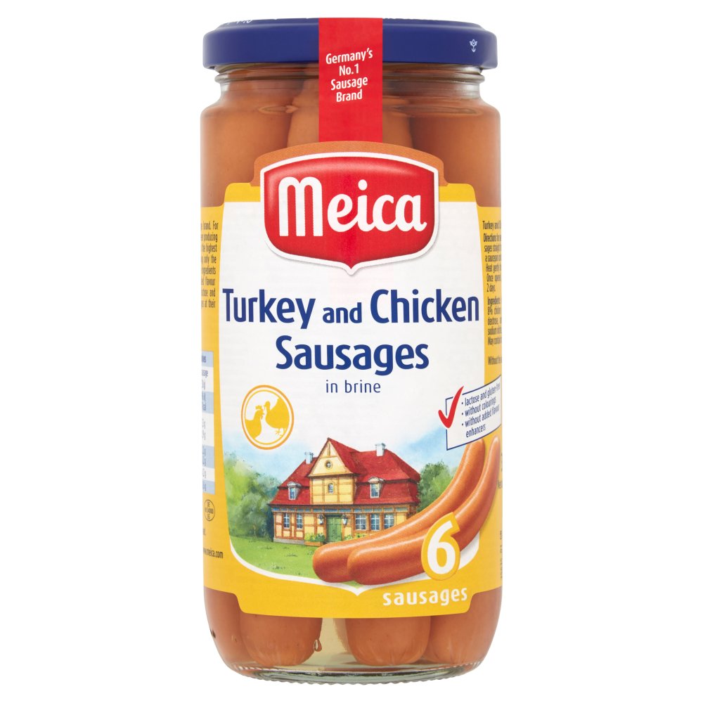 Meica 6 Turkey and Chicken Sausages in Brine 380g