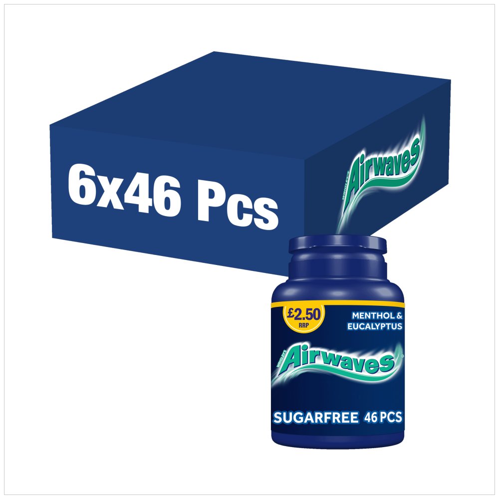 Airwaves Chewing Gum Bottle Menthol & Eucalyptus x46 Pieces PMP £2.50