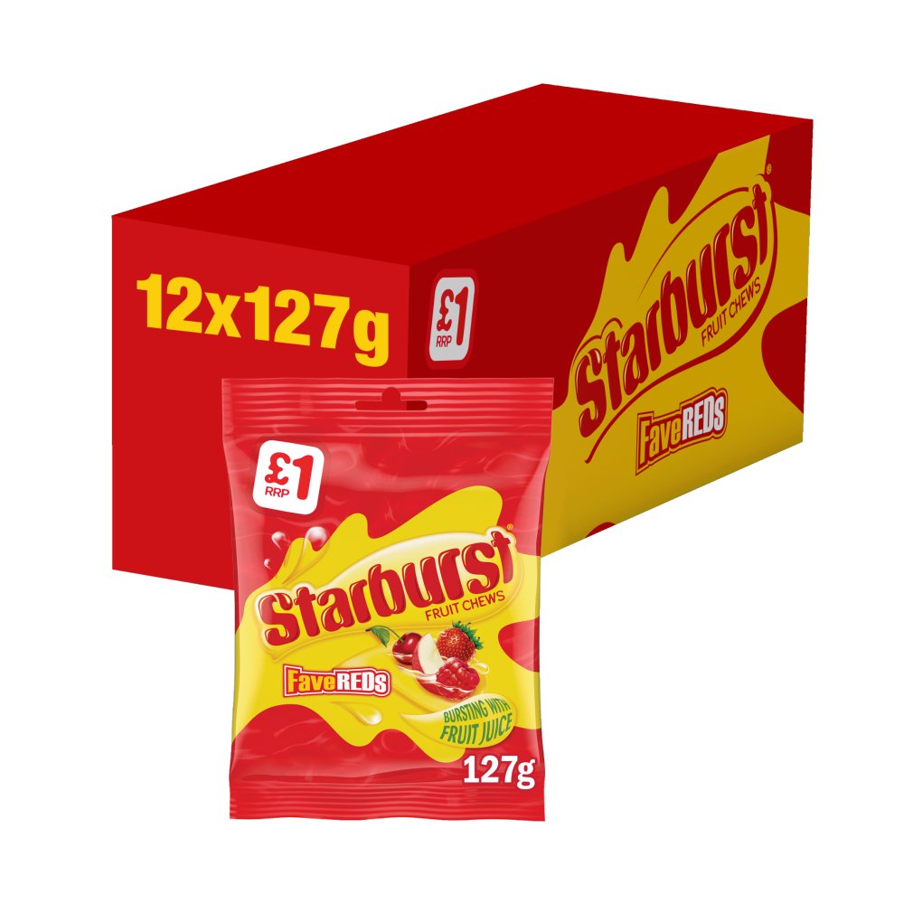 Starburst Fave Reds Vegan Chewy Sweets Fruit Flavoured Treat Bag £1 PMP 127g