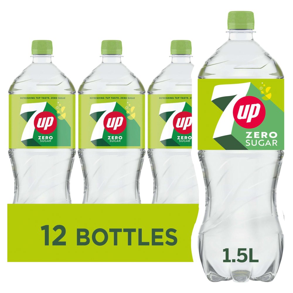 7UP Zero Sugar Free Lemon & Lime Bottles 12 x 1.5L