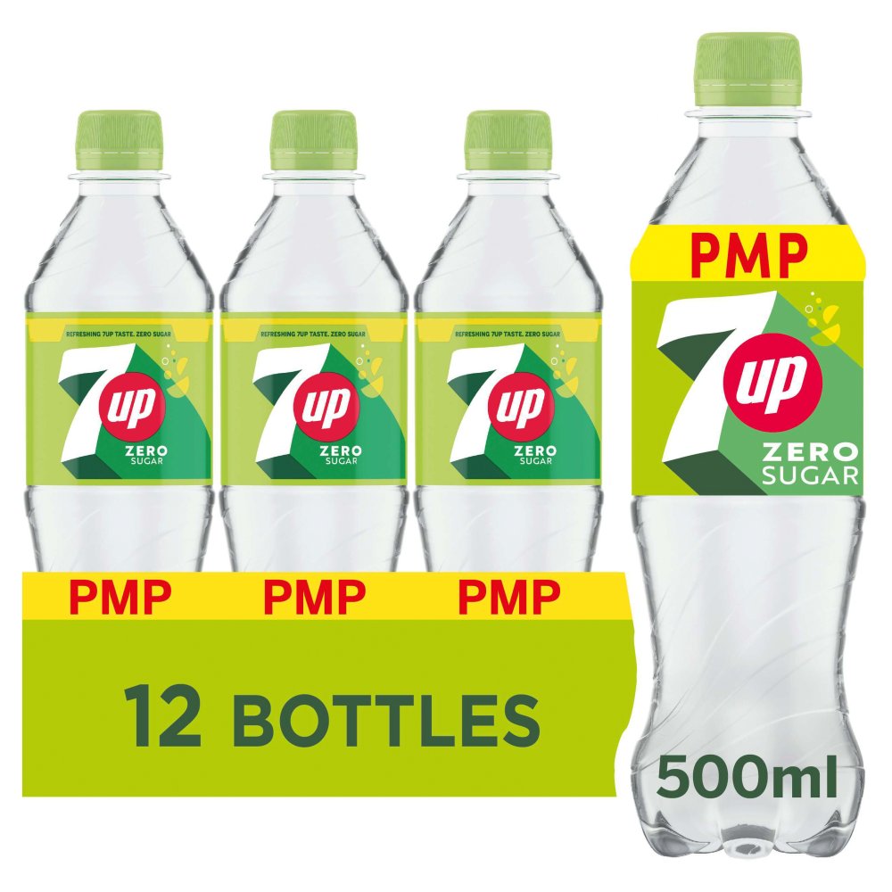 7UP Zero Sugar Free Lemon & Lime Bottle PMP 500ml