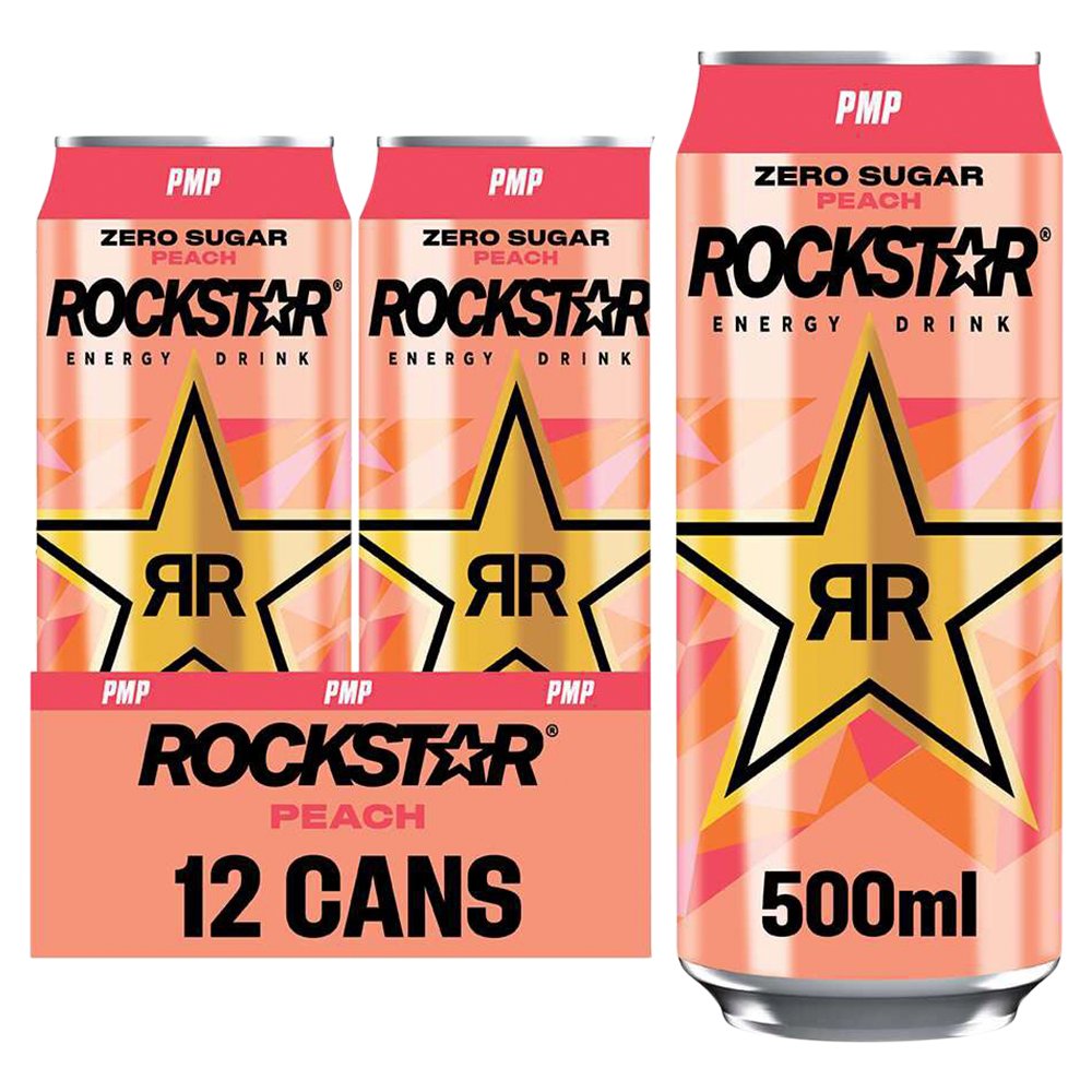 Rockstar Peach Energy Drink Can PMP 500ml