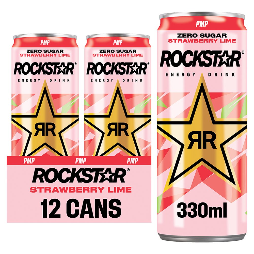 Rockstar Energy Drink Strawberry Lime PMP Can 330ml