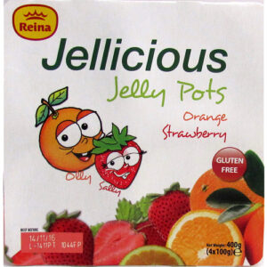 Reina Jellicious Jelly Pots Orange and Strawberry 4 x 100g (400g)