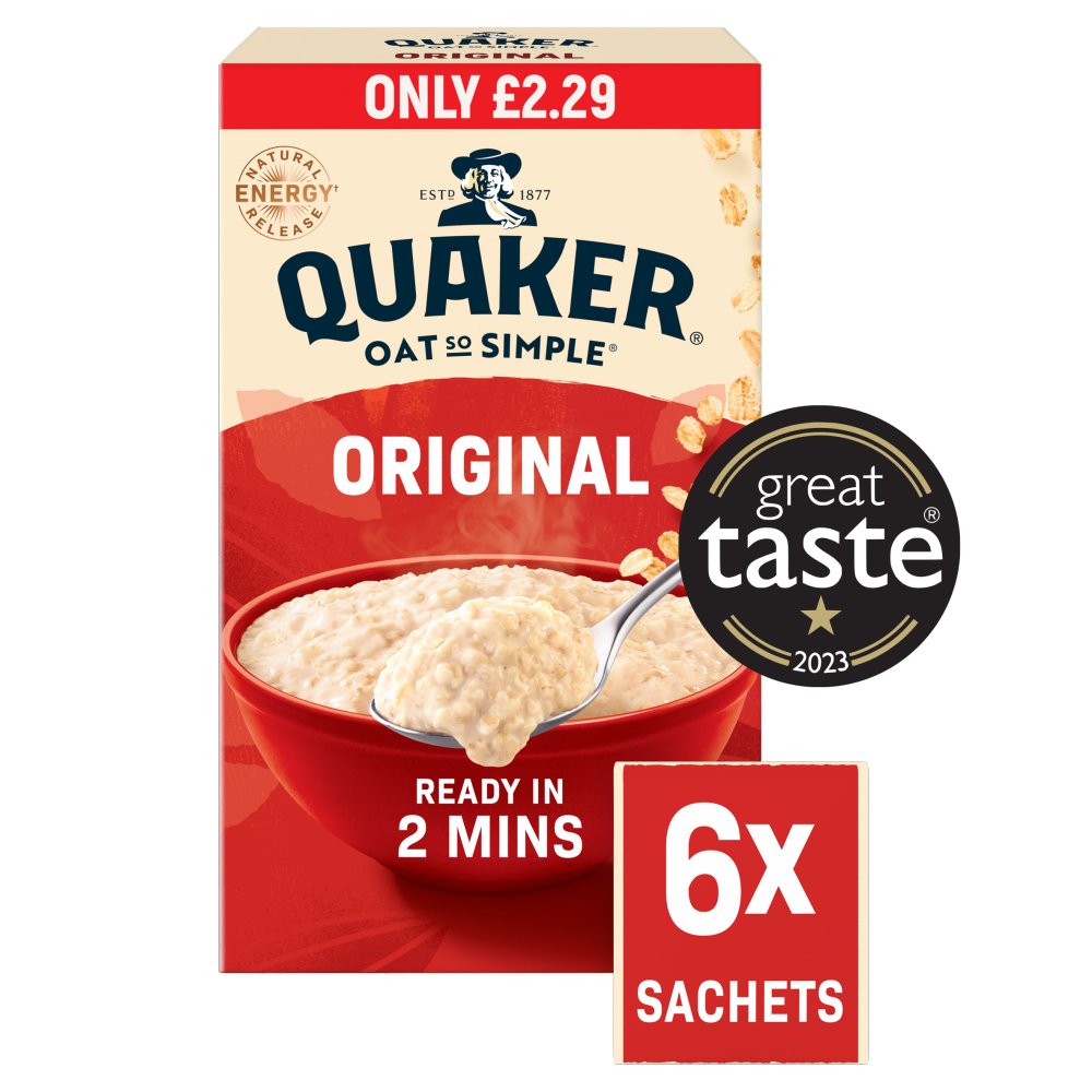 Quaker Oat So Simple Original Porridge Sachets RRP £2.29 PMP 6 x 27g