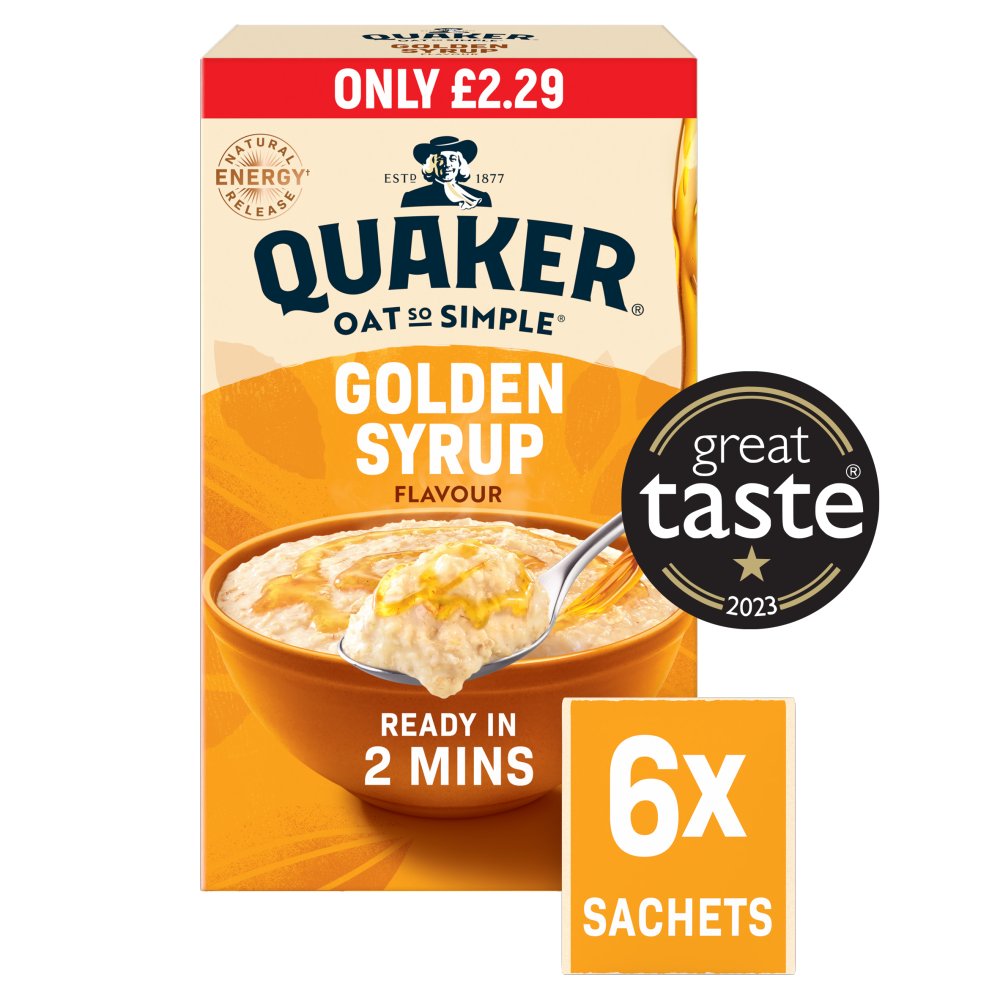 Quaker Oat So Simple Golden Syrup Porridge Sachets RRP £2.29 PMP 6 x 36g
