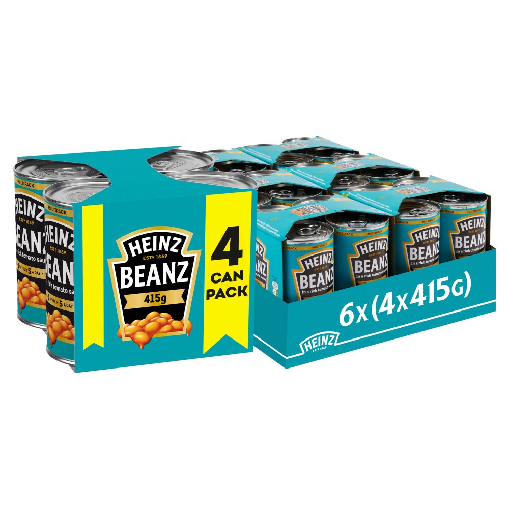 Heinz Baked Beans in a Rich Tomato Sauce PMP 4 x 415g