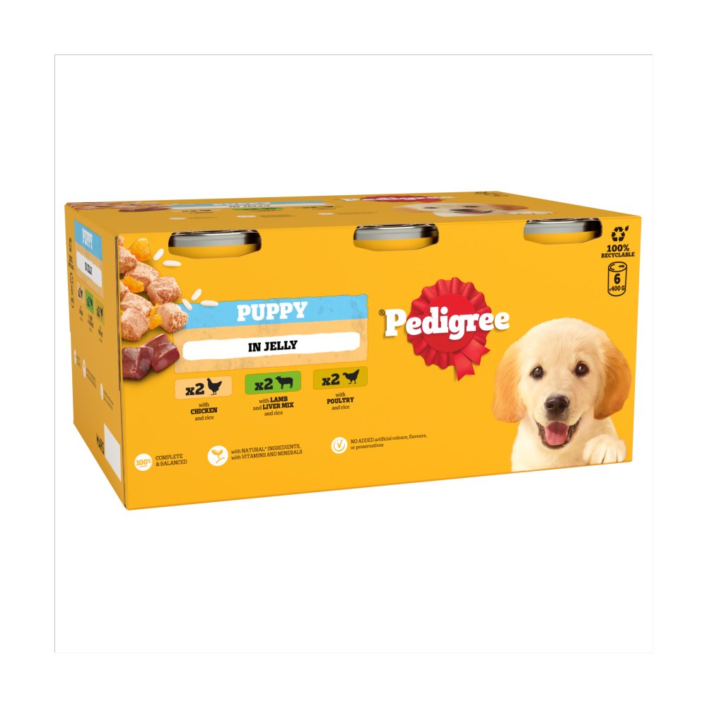 PEDIGREE® Junior Puppy Wet Dog Food Mixed Selection in Jelly 6 x 400g Can