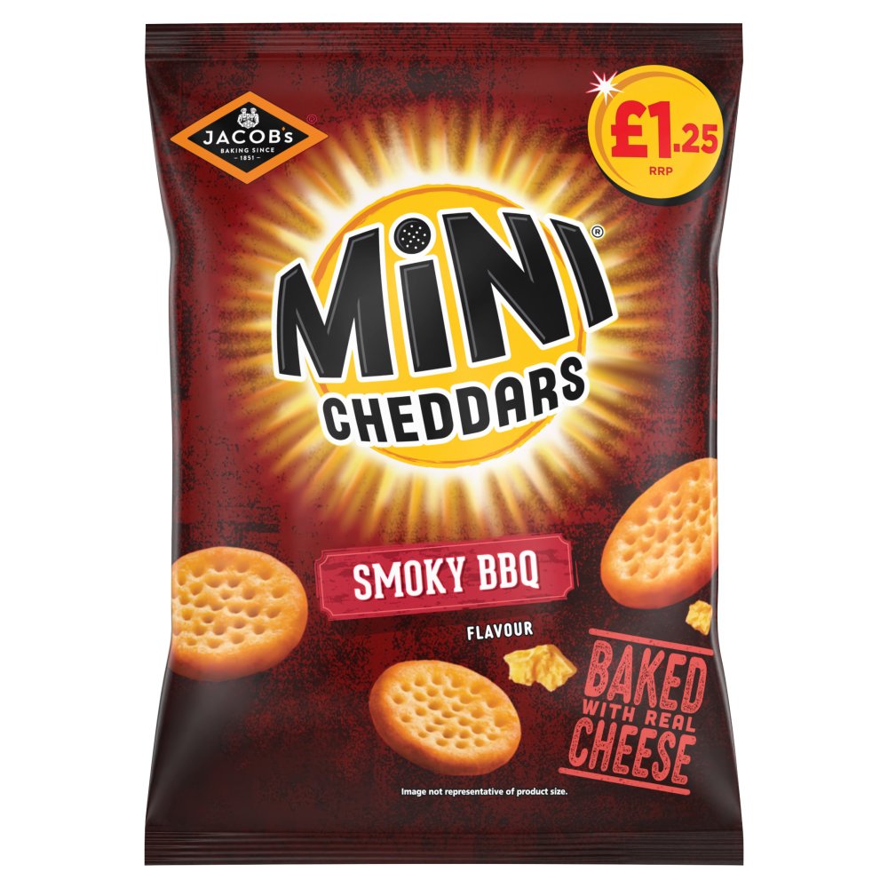 Jacob's Mini Cheddars Smoky BBQ Baked Snacks 90g PMP £1.25