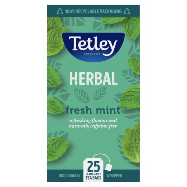 Tetley Herbal Fresh Mint 25 Plant-Based Tea Bags 37.5g