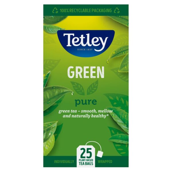 Tetley Green Pure 25 Plant-Based Tea Bags 50g
