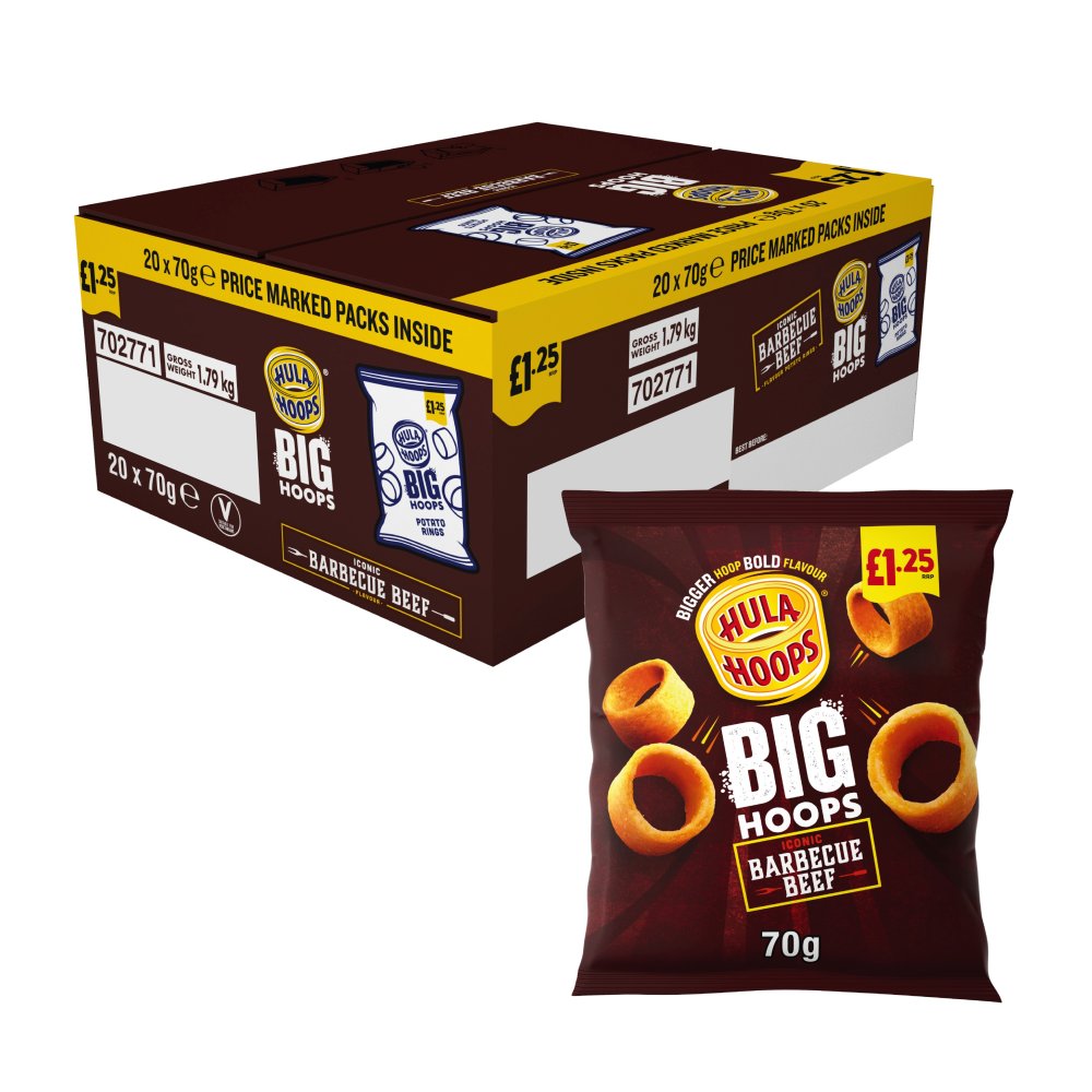 Hula Hoops Big Hoops BBQ Beef Crisps 70g, £1.25 PMP