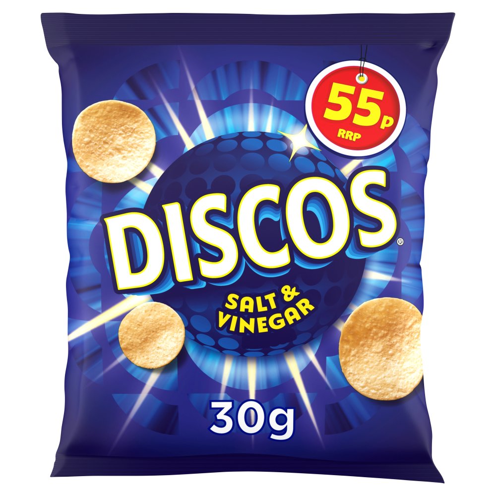 Discos Salt & Vinegar Crisps 30g, 55p PMP