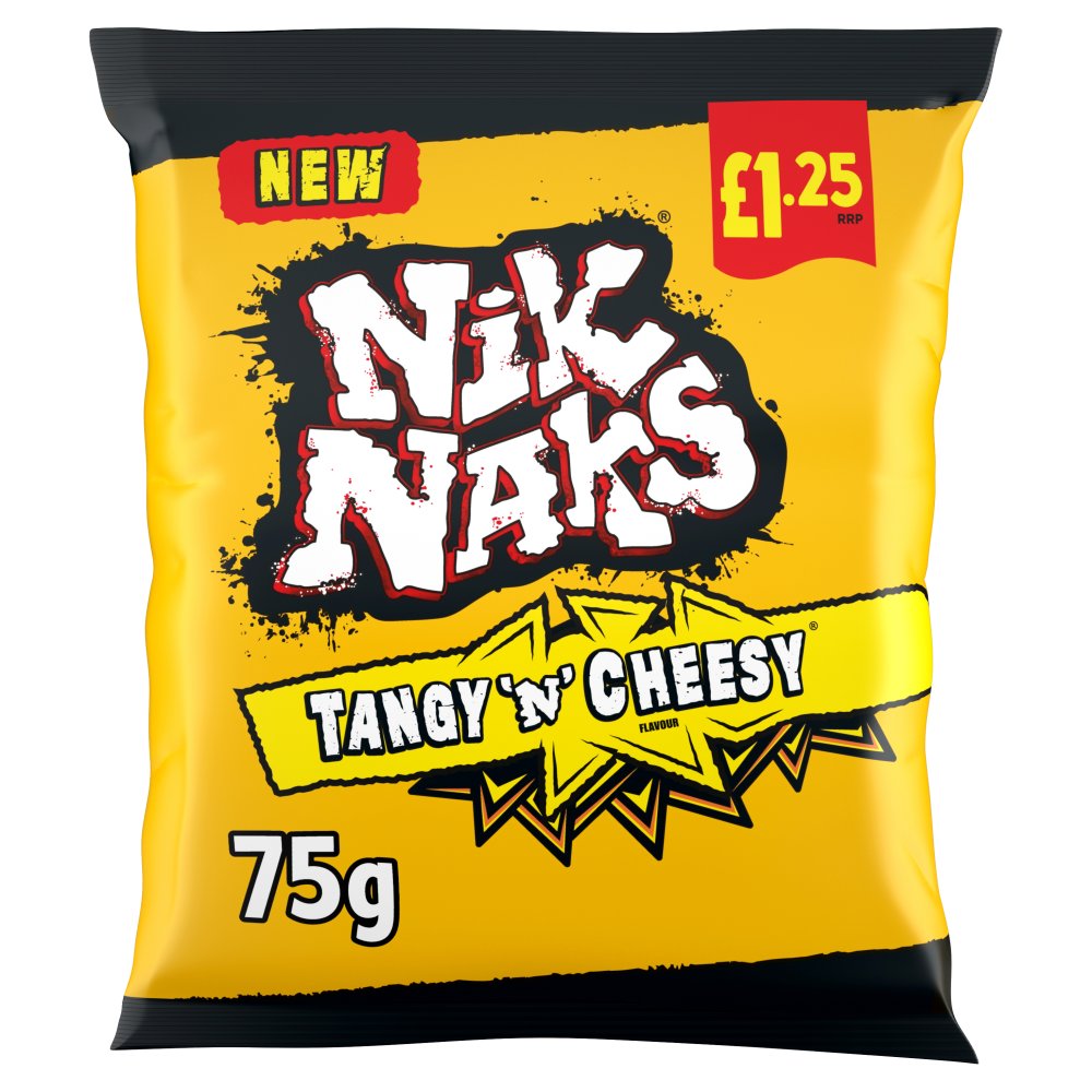 Nik Naks Tangy 'N' Cheesy Crisps 75g, £1.25 PMP