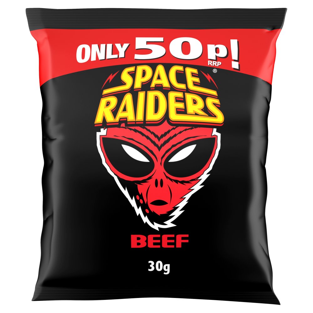 Space Raiders Beef Crisps 30g, 50p PMP
