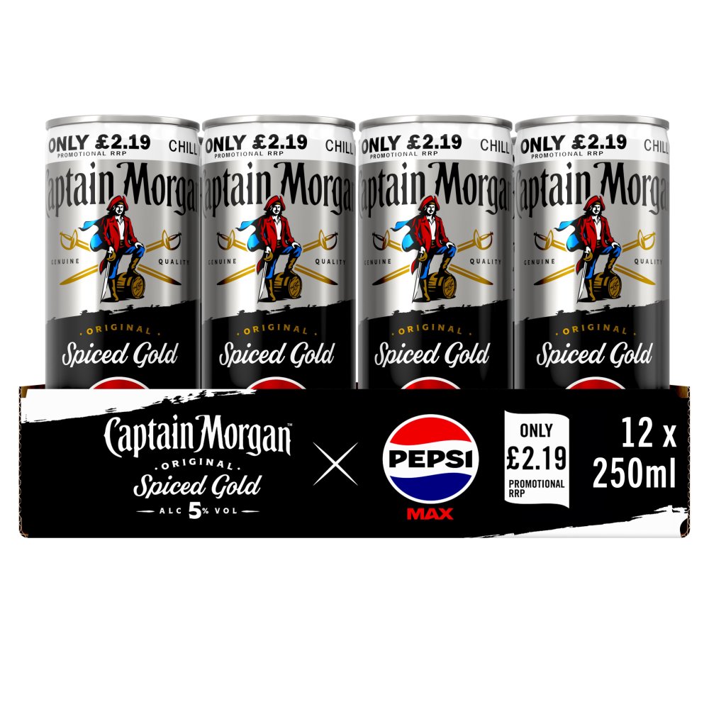 Captain Morgan Original Spiced Gold and Pepsi MAX® Premix 12x250ml PMP 5% vol can