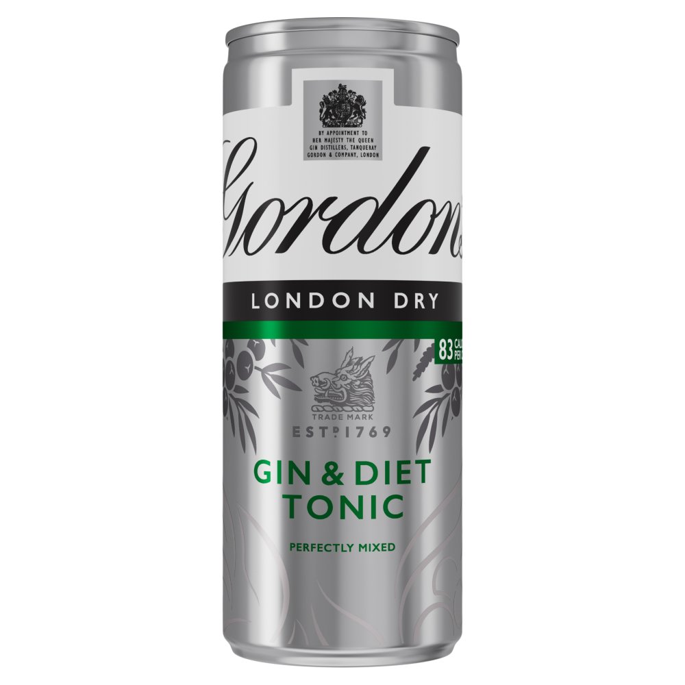 Gordon's London Dry Gin and Slimline Tonic Ready to Drink 250ml Can
