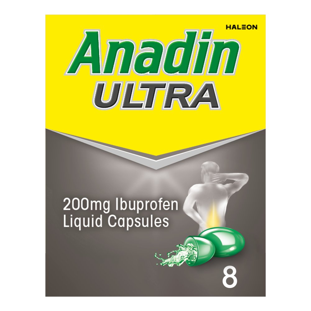 Anadin Ultra Ibuprofen Pain Relief Liquid Capsules 8s