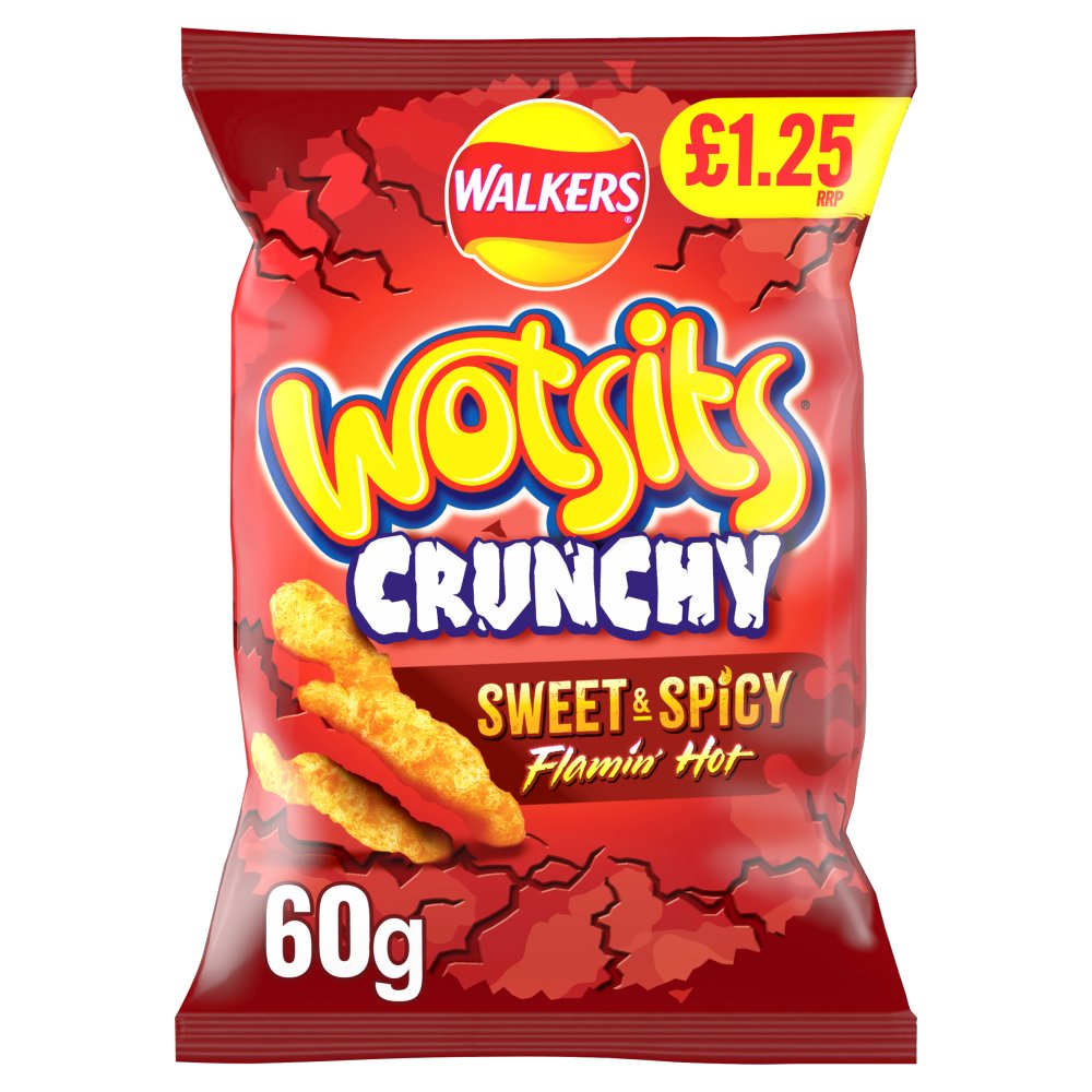 Walkers Wotsits Crunchy Sweet & Spicy Snacks Crisps £1.25 RRP PMP 60g