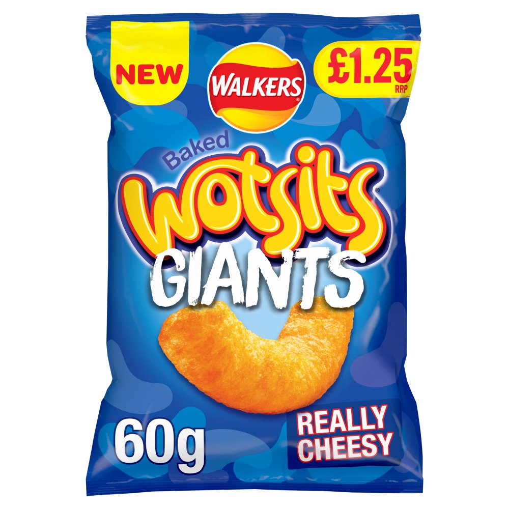 Walkers Wotsits Giants Really Cheesy Snacks Crisps RRP £1.25 PMP 60g