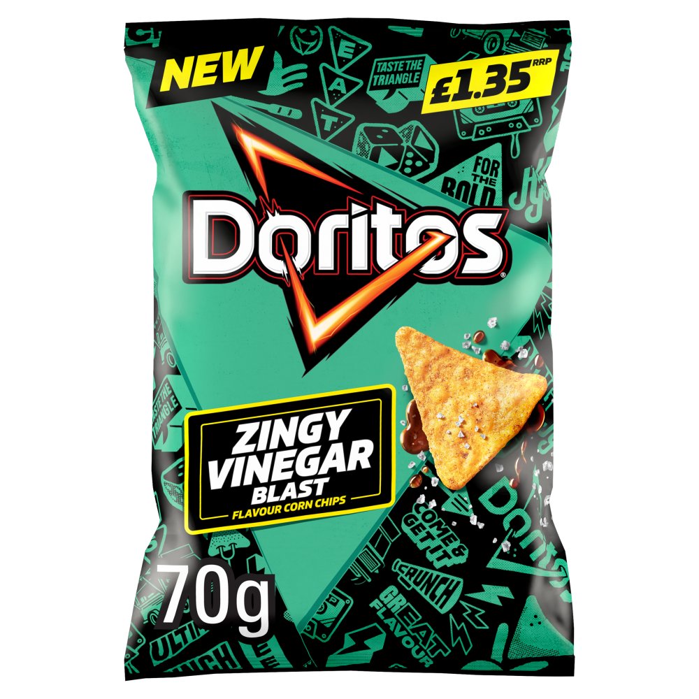 Doritos Salt & Vinegar Tortilla Chips Crisps 70g PMP £1.35 RRP