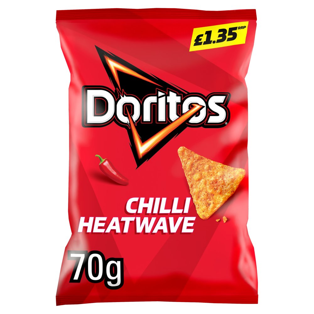 Doritos Chilli Heatwave Tortilla Chips Sharing Bag Crisps 70g PMP RRP £1.35