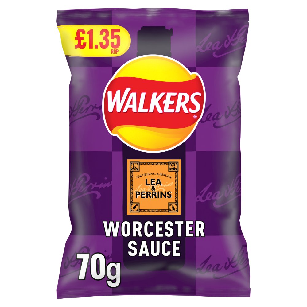 Walkers Lea & Perrins Worcester Sauce Sharing Crisps 70g PMP RRP £1.35