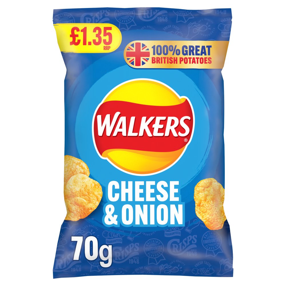 Walkers Cheese & Onion Sharing Crisps 70g PMP £1.35 RRP