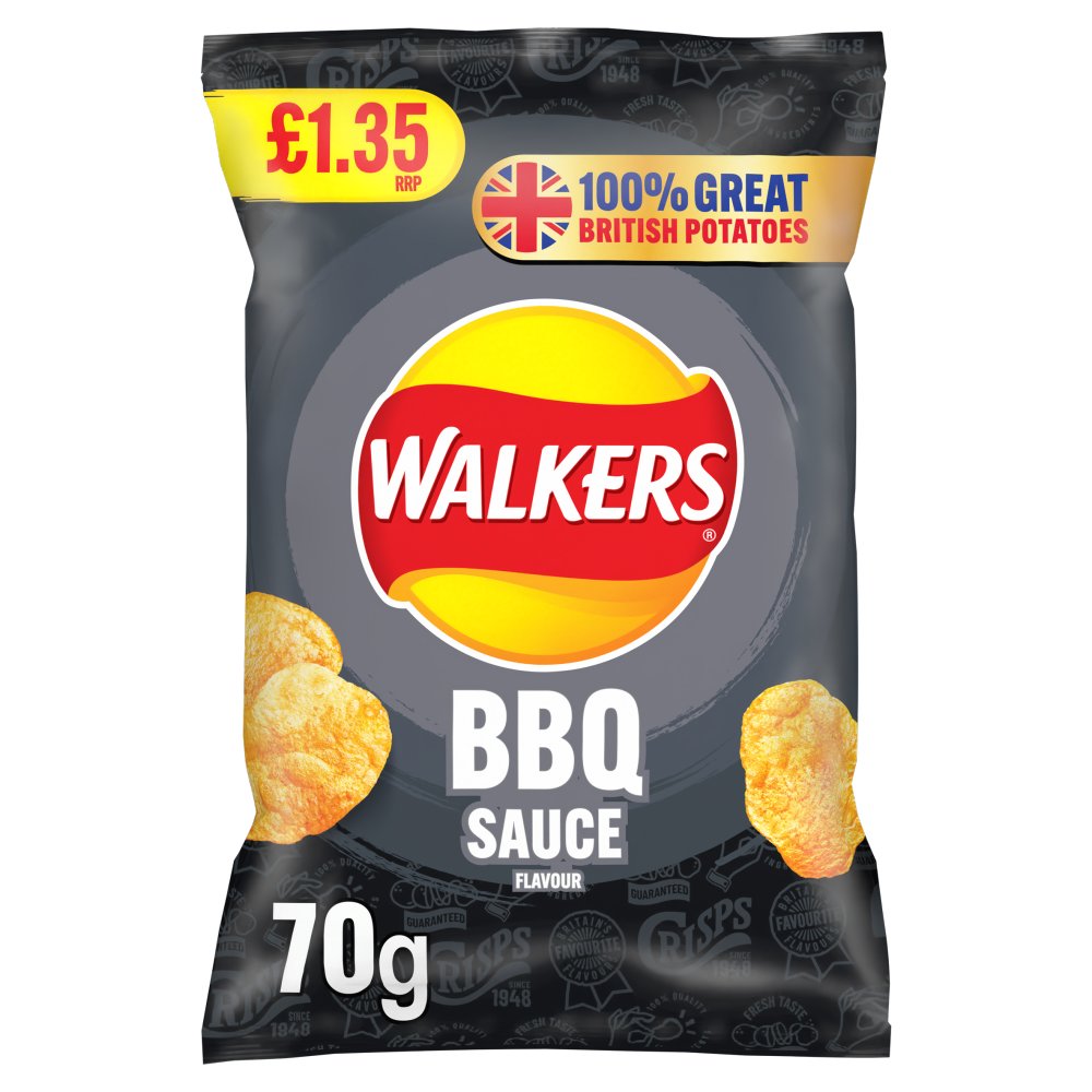 Walkers BBQ Sauce Sharing Bag Crisps 70g PMP £1.35 RRP