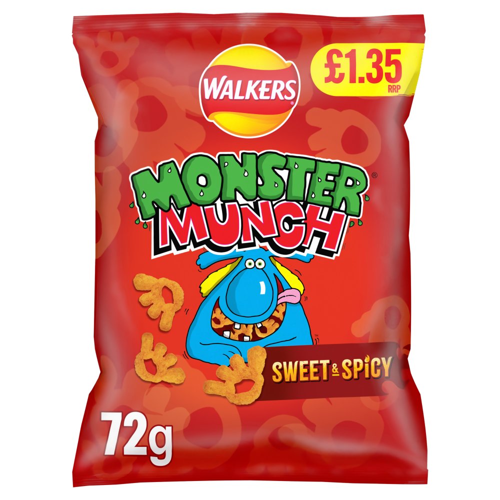 Walkers Monster Munch Sweet & Spicy Snacks RRP £1.35 PMP 72g