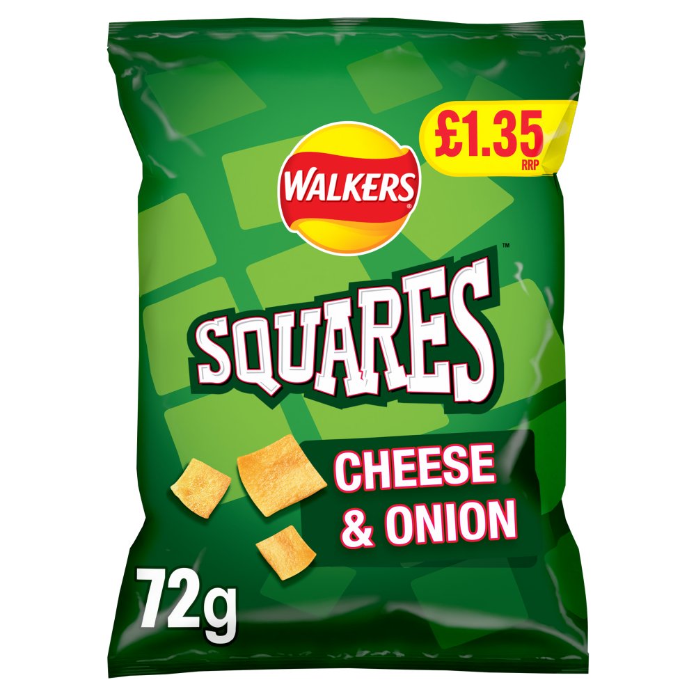Walkers Squares Cheese and Onion Crisps 72g PMP £1.35 RRP