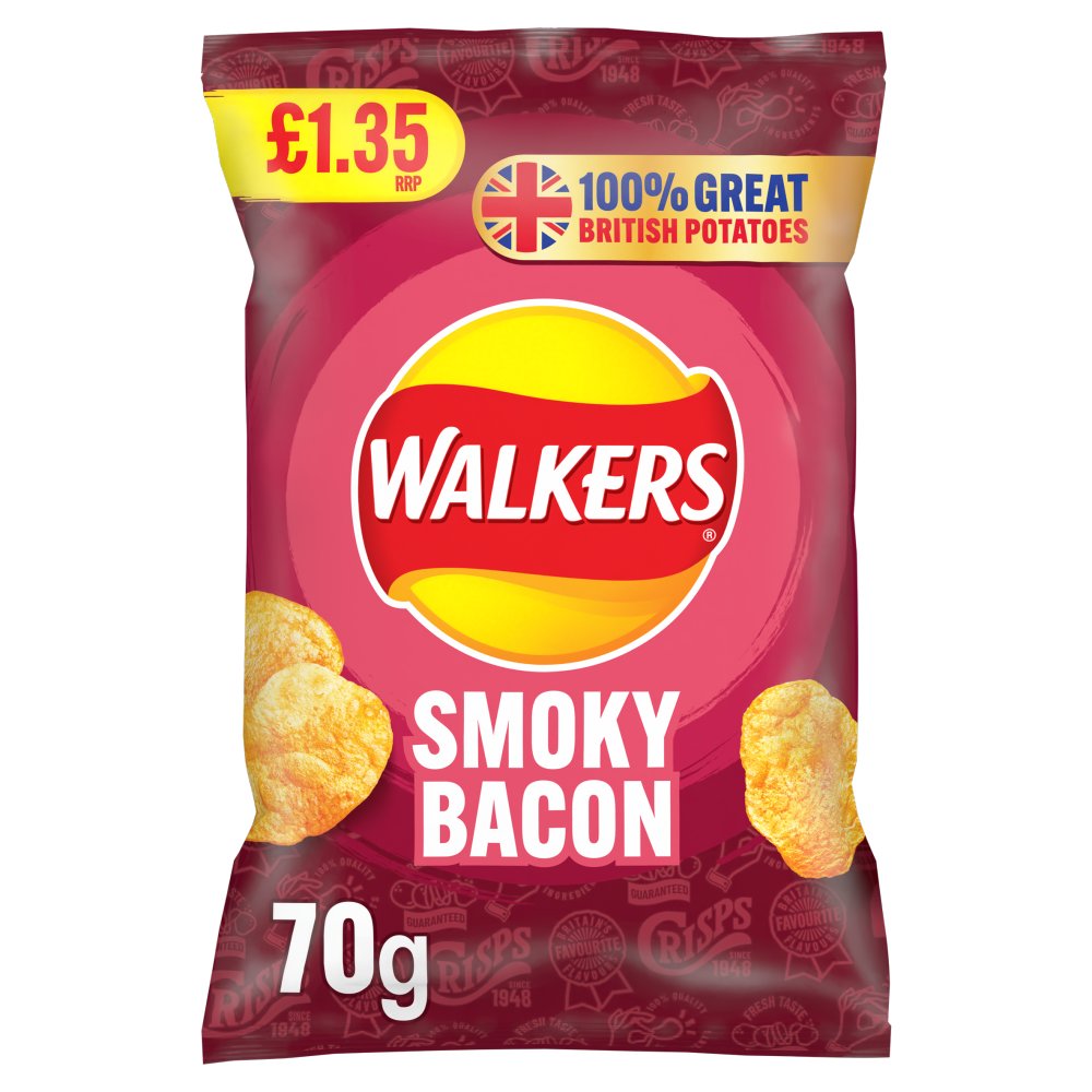 Walkers Smoky Bacon Sharing Crisps 70g PMP RRP £1.35