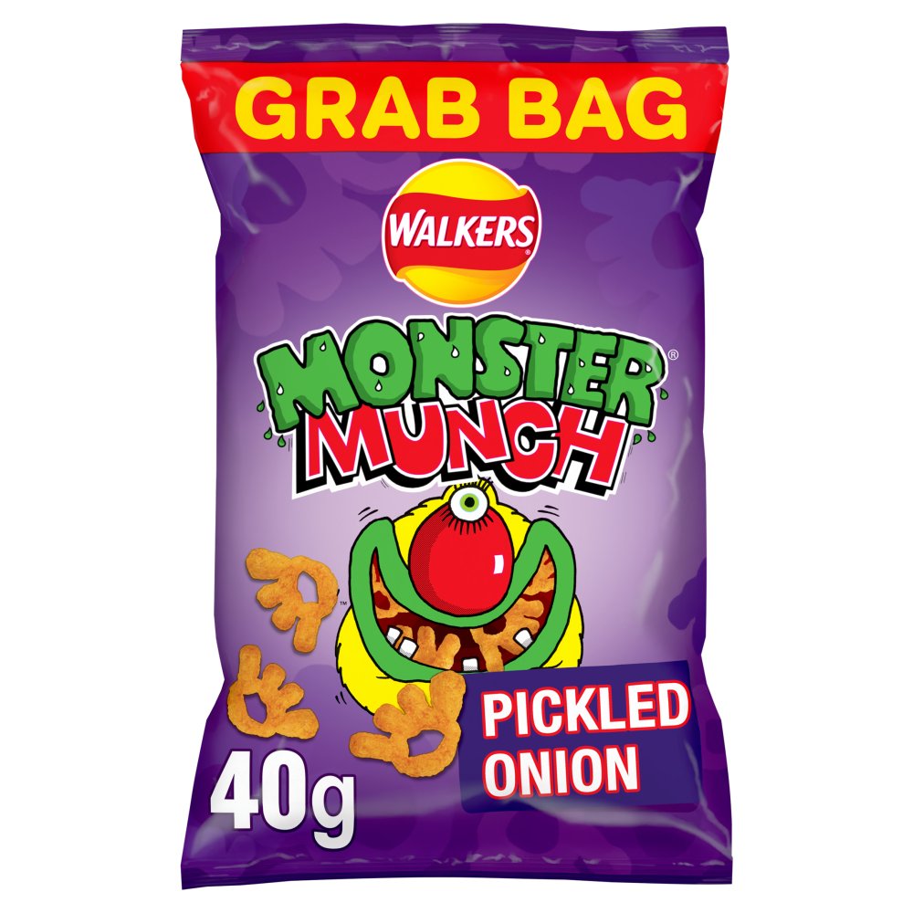 Walkers Monster Munch Pickled Onion Snacks Crisps 40g