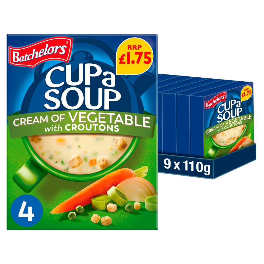 Batchelors Cup a Soup Cream of Vegetable 4 Instant Soup Sachets 122g