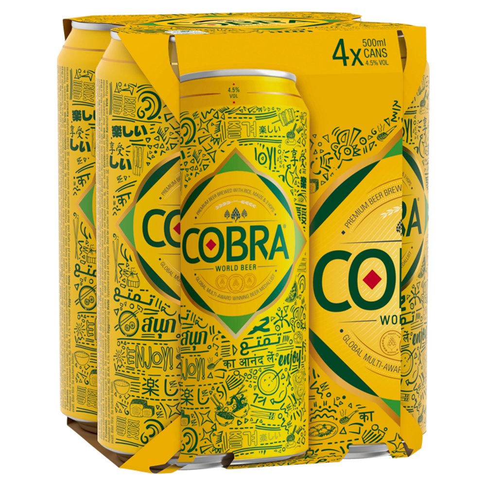 Cobra Premium World Lager Beer 4 x 500ml Can