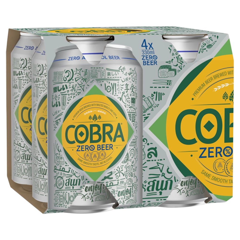 Cobra Zero Premium Alcohol Free World Lager Beer 4 x 330ml Can
