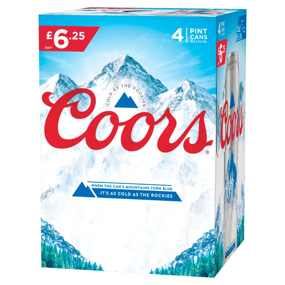 Coors Lager Beer Can 4 x 568ml