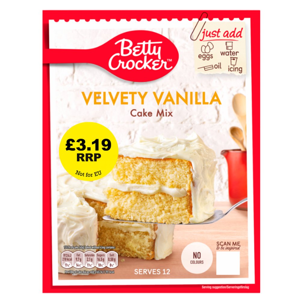 Betty Crocker Velvety Vanilla Cake Mix 425g- PMP £3.19