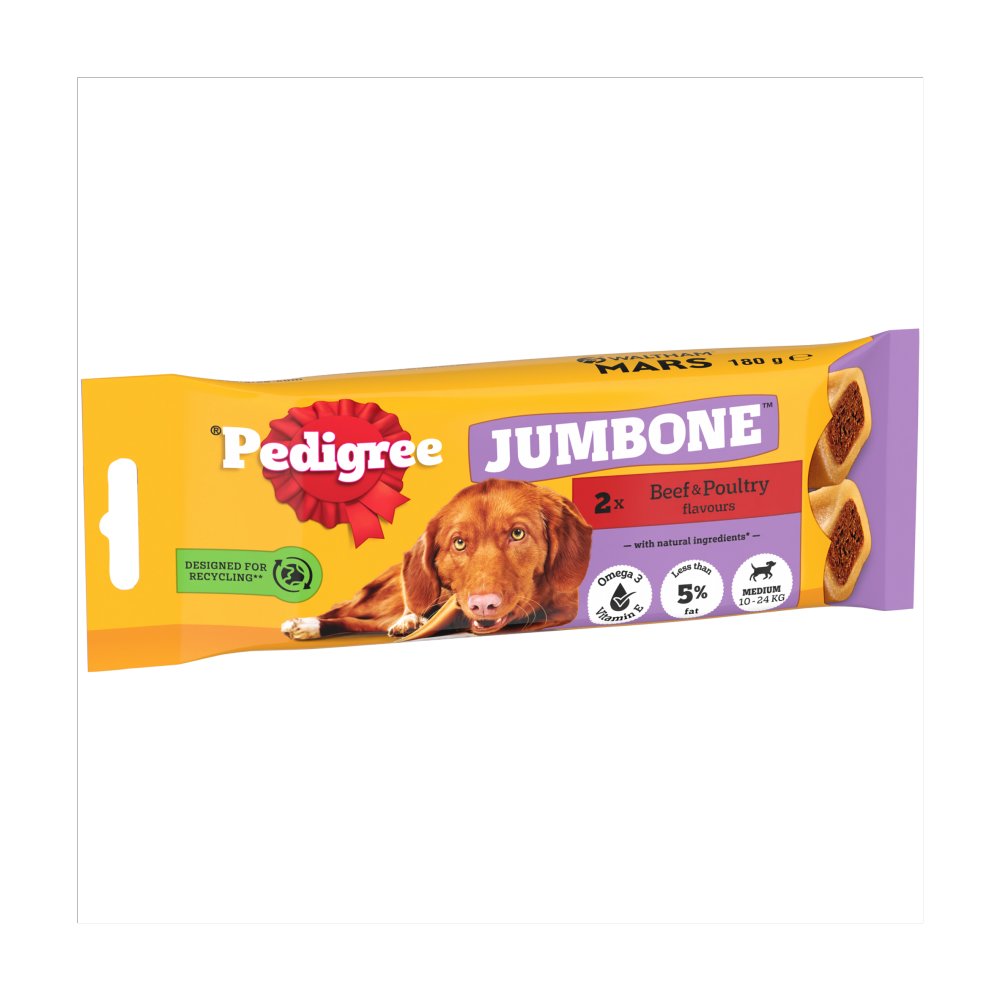 PEDIGREE® JUMBONE™ Medium Dog Treats Beef and Poultry 2 Chews